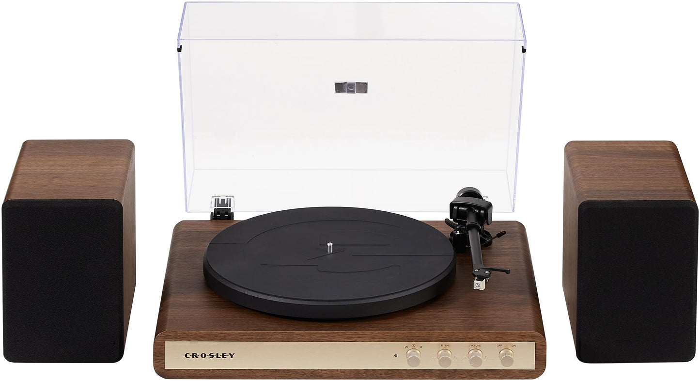 Crosley C65A-WAGL 2-Speed Vinyl Record Player Turntable with 50W Speakers, Walnut