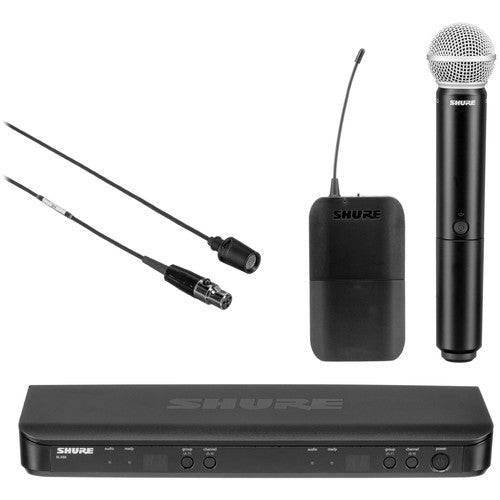 Shure BLX1288/CVL Dual-Channel Wireless Combo Lavalier & Handheld Microphone System (J11: 596 to 616 MHz)