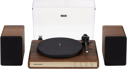 Crosley C65A-WAGL 2-Speed Vinyl Record Player Turntable with 50W Speakers, Walnut