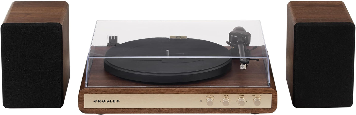 Crosley C65A-WAGL 2-Speed Vinyl Record Player Turntable with 50W Speakers, Walnut